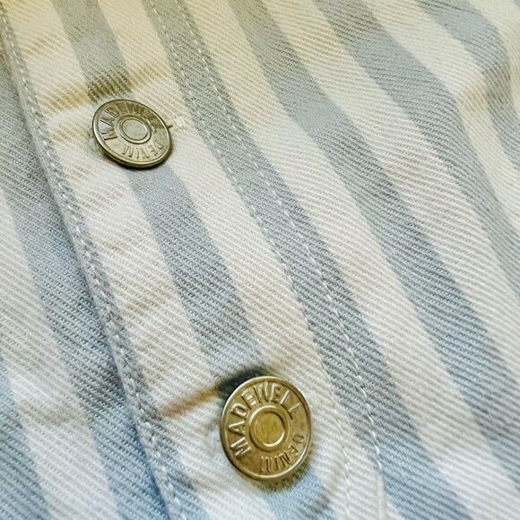 Madewell Stretch A-Line Mini Skirt Pompano Stripe Button Front Mini Skirt 31 - Picture 7 of 10